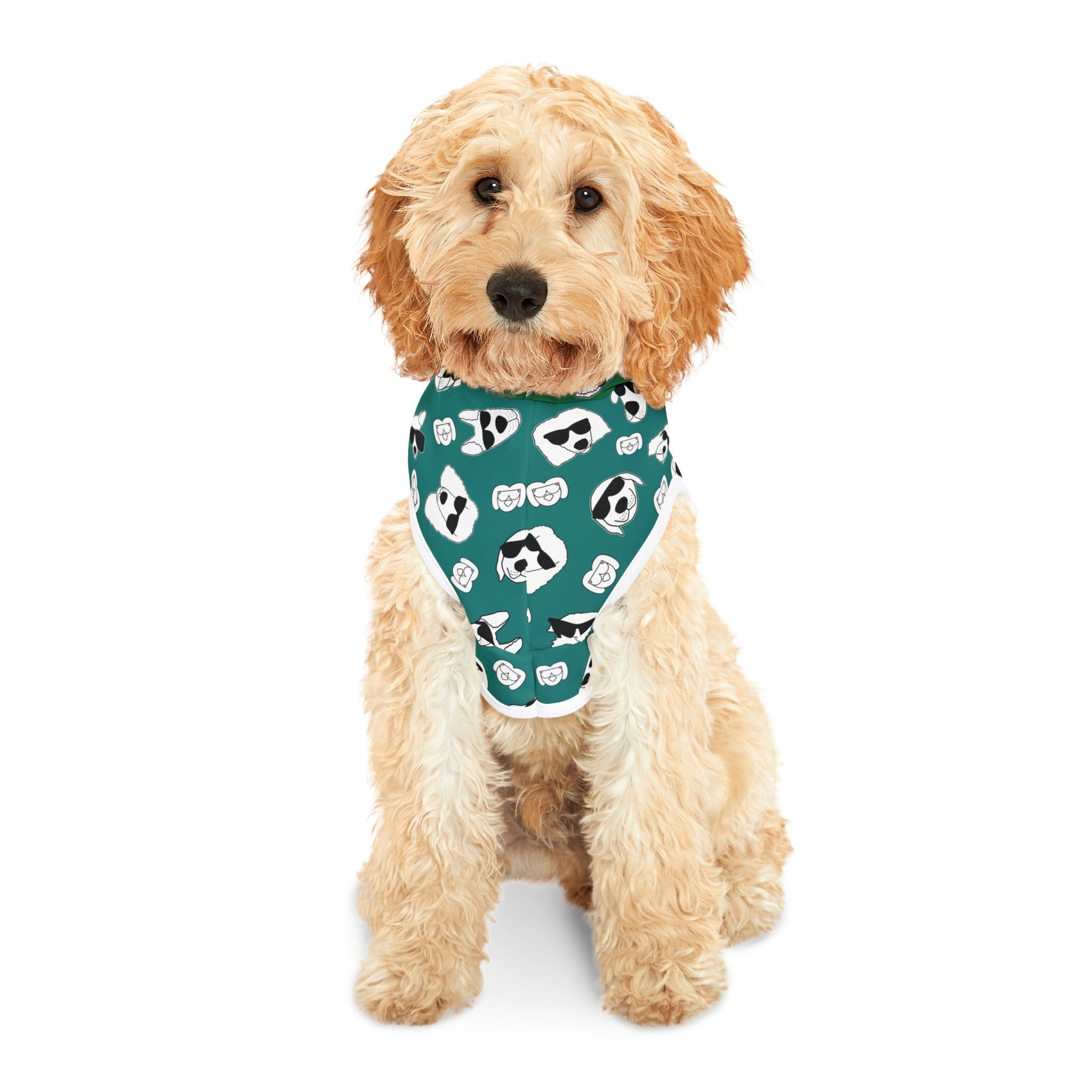 Dog Hoodie (Black & White Doodles in Forest Green) - Radiant Dogs