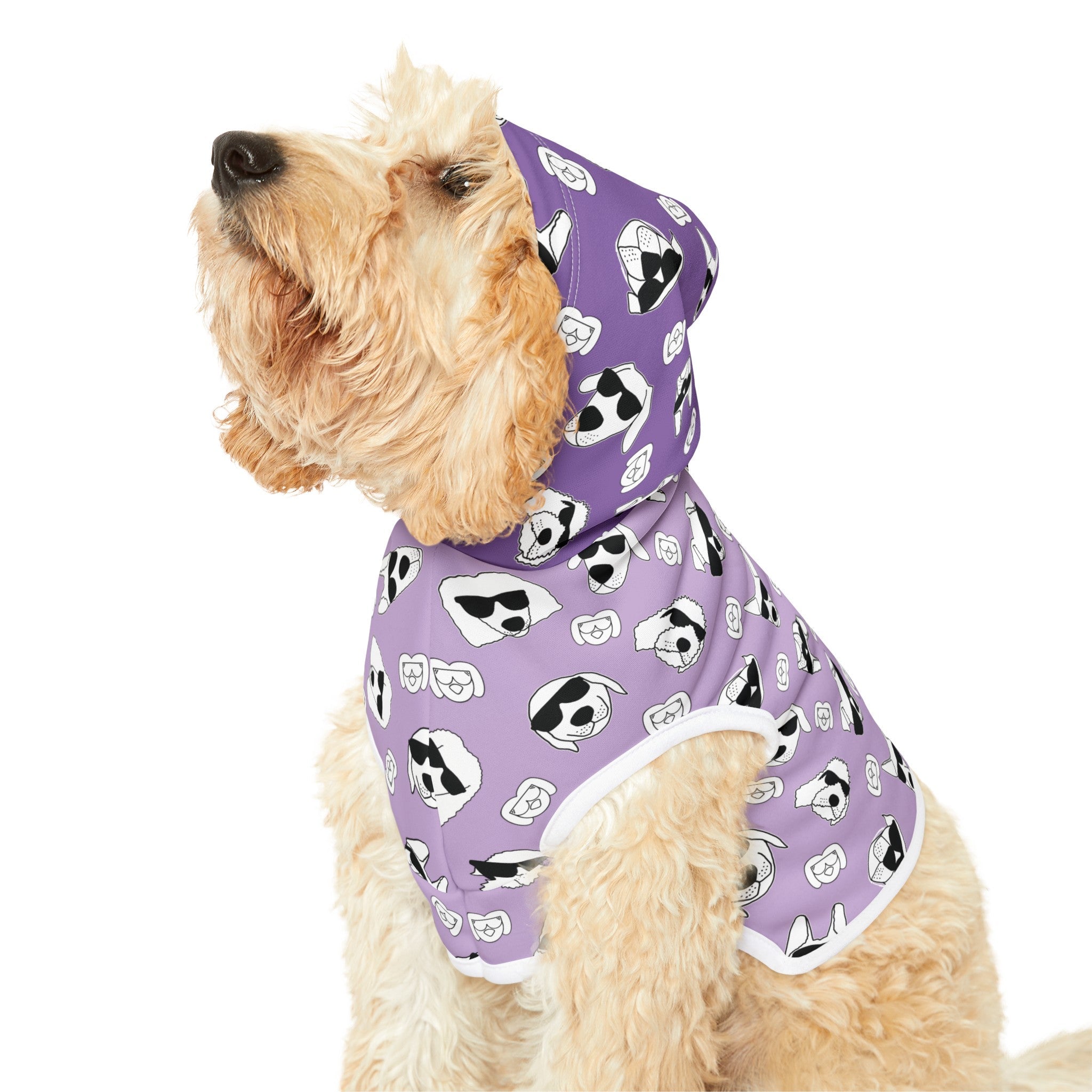 Dog Hoodie (Black & White Doodles in Lavender) - Radiant Dogs