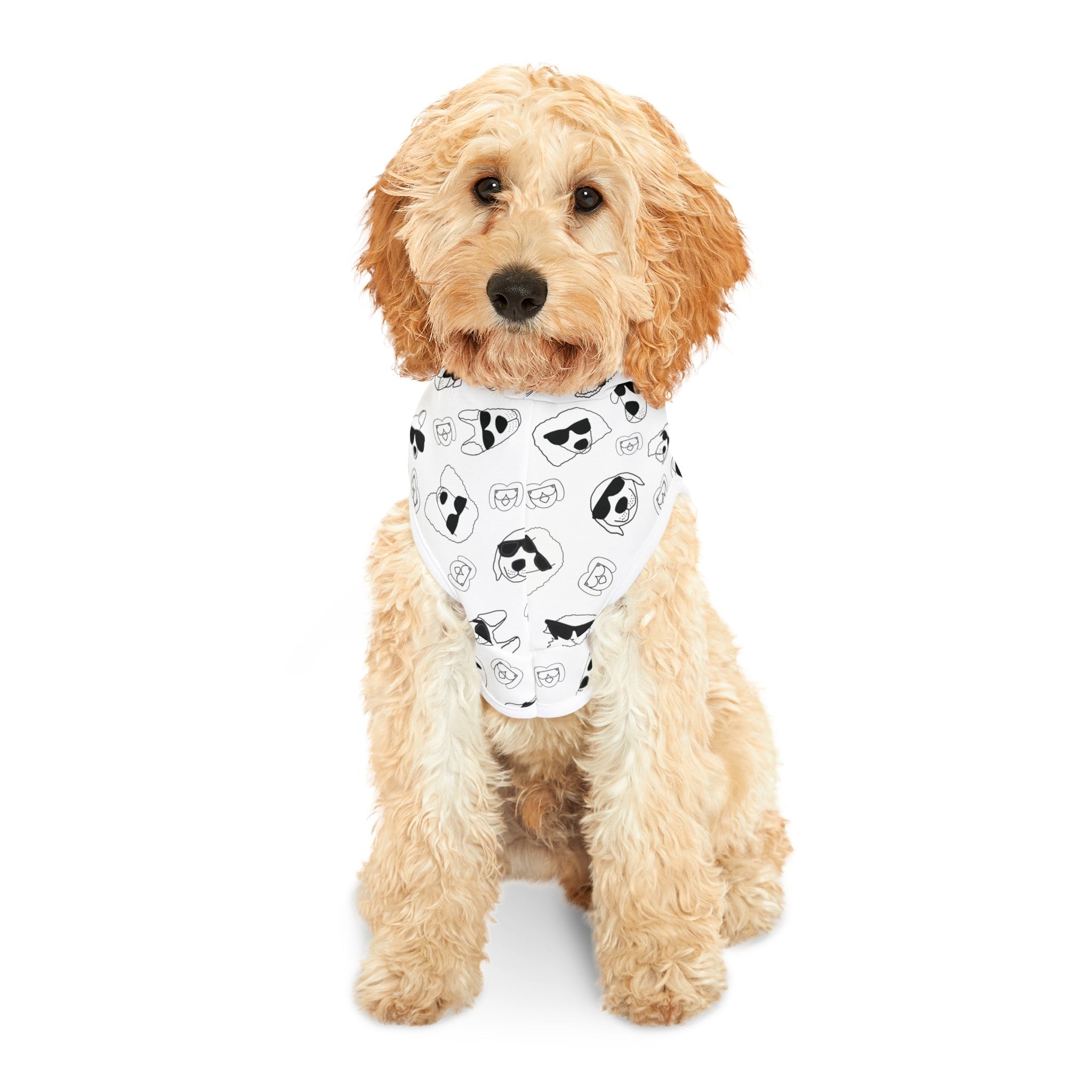 Dog Hoodie (Black & White Doodles in White) - Radiant Dogs