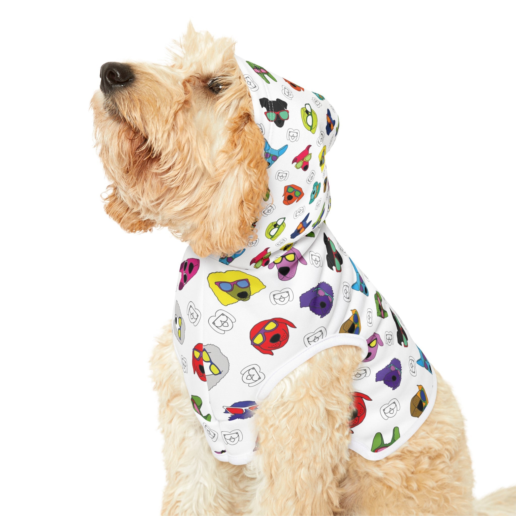 Dog Hoodie (Colorful Doodles White) - Radiant Dogs